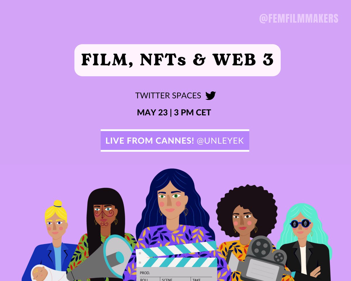 FemFilmmakers's tweet photo. CONNECT WITH US!🎙️#FemaleFilmmakers 

May 23th 🕒 3 PM CET 🇫🇷🇪🇸 @unleyek https://t.co/3yuwhVJjy3
