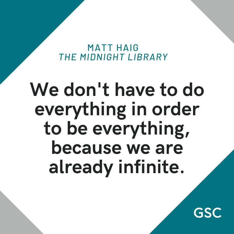GoodStoryCo's tweet photo. I'm late to the party, but I LOVED The Midnight Library by @matthaig1. It is such a great premise, such a book-loving premise, and I loved it.

#bookreview #literaryquote #writingquote https://t.co/ESPFmp4wUf