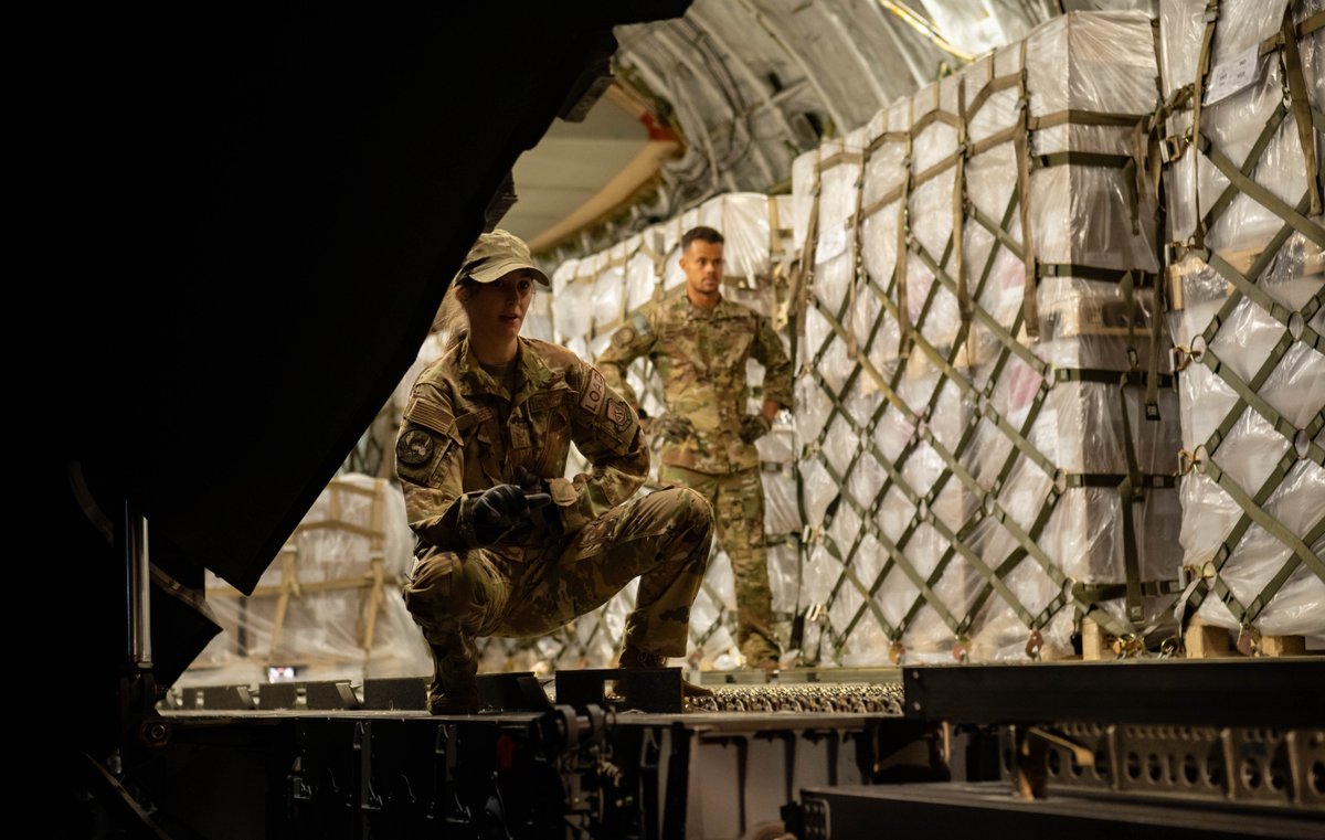 WhiteHouse46's tweet photo. Thanks to @POTUS’ Operation Fly Formula, a military plane landed in Indiana this morning with specialty infant formula – and now, thanks to President Biden’s leadership, we have a second flight heading to Pennsylvania in the coming days. https://t.co/RLmEsa74I1