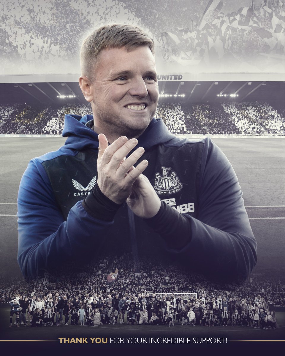 NUFC's tweet photo. 👏 Through all of the highs and lows, you have been with us every step of the way.

Thank you for your incredible support both today and throughout the season.

We are 𝗨𝗻𝗶𝘁𝗲𝗱. 🖤🤍 https://t.co/Q3kKwjeVHJ