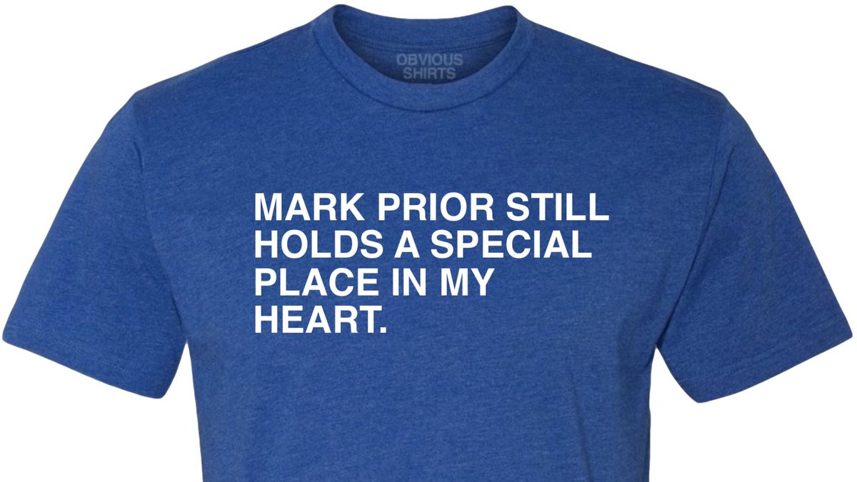 obvious_shirts's tweet photo. Mark Prior made his major league debut 20 years ago today (and the Cubs won) so it’s only right we drop his collection. #MarkPriorForever
LINK: https://t.co/yroqIytibM https://t.co/wWIFpa6MRm