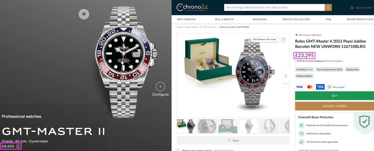 AntHorrigan's tweet photo. @ROLEX Surely you have the technology to trace these sales? It not a private seller - it's a professional dealer (not a Rolex AD) - where did they get the watch from though? Such a pity this practice exists and that those of us that want them, can't get them... https://t.co/EW2MDtEdQt