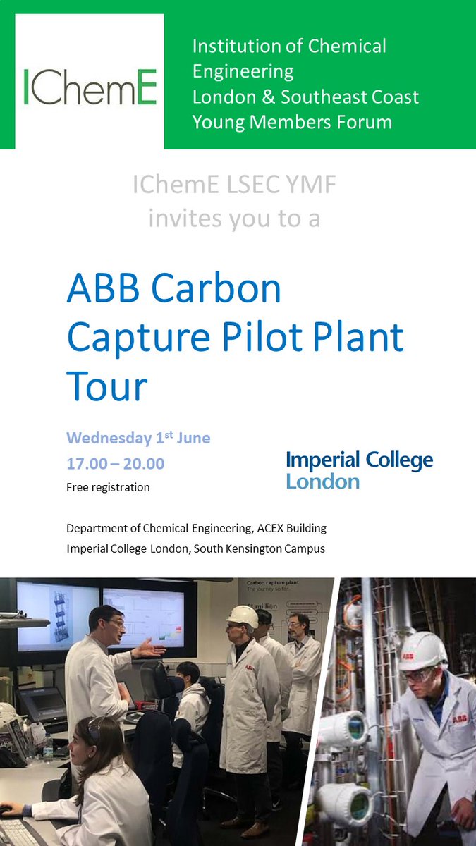 Carbon Capture Pilot Plant Tour is back! Register in the link to save your place:icheme.org/membership/com…
#pilotplanttour #icheme #imperialcollegelondon #London #students #ABB