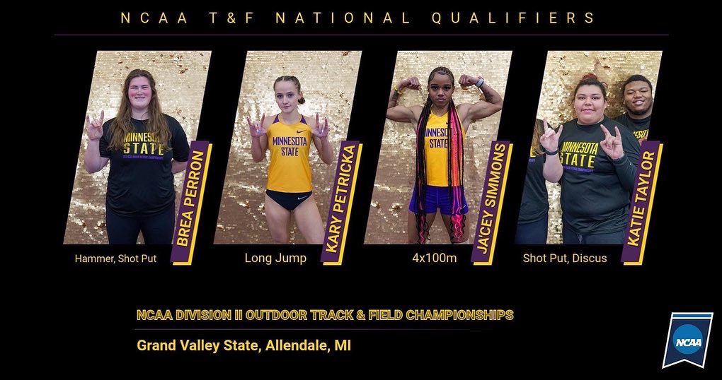 MinnStTrackCC's tweet photo. The "Notorious 19" depart Tuesday to Allendale, MI for the 2022 NCAA Outdoor National Championships! THE HERD will be trophy hunting! https://t.co/HLM0avvlVI
