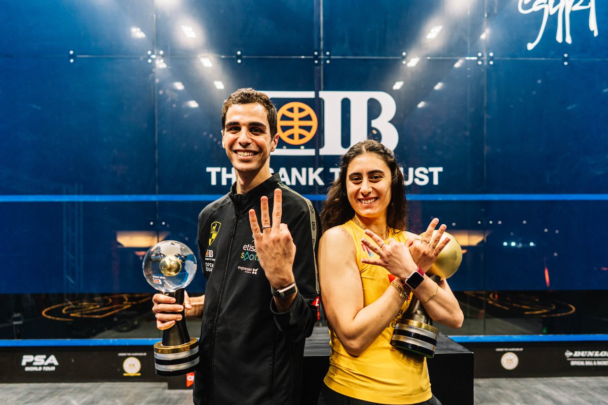 The 2022 CIB PSA World Champions! @AliFarag and @noursherbini 👏 #PSAWorldChamps