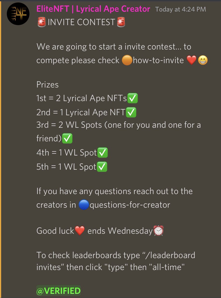 ‼️NEW INVITE CONTEST‼️

Join our discord to take part in the invite contest! Our WL mint is taking place right now so invite some nft friends and get on that WL❤️‍🔥

discord.gg/hbcFvH4e4R

#nftwhitelist #blockchain #NFT #NFTGiveaway #NFTCommmunity #nftcollectors #NFTs #PolygonNFT