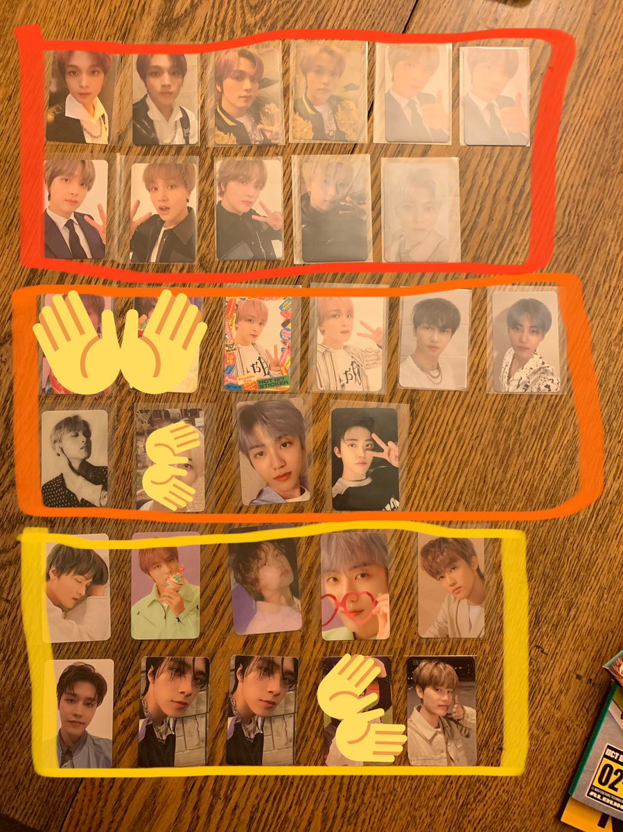 ilydreamies's tweet photo. WTS PLS RT IM BROKE AND NEED THESE GONE!!! 
random nct pcs (mostly haechan and jaemin) 

- usa free tracking above 10$ / ww stamped ok
- prices in usd: red = 25, orange = 10, yellow = 5 
- dm to buy or for better pics/videos https://t.co/CVhA28ISC8