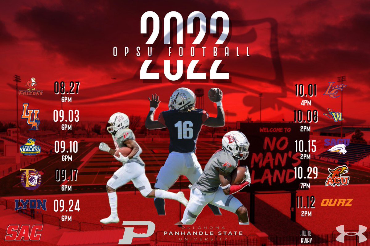 🚨 SCHEDULE RELEASE 🚨                                

Mark your 2022 Calendar
#PistolsUp

Pride of the Panhandle 🤠

opsuaggies.com/sports/football