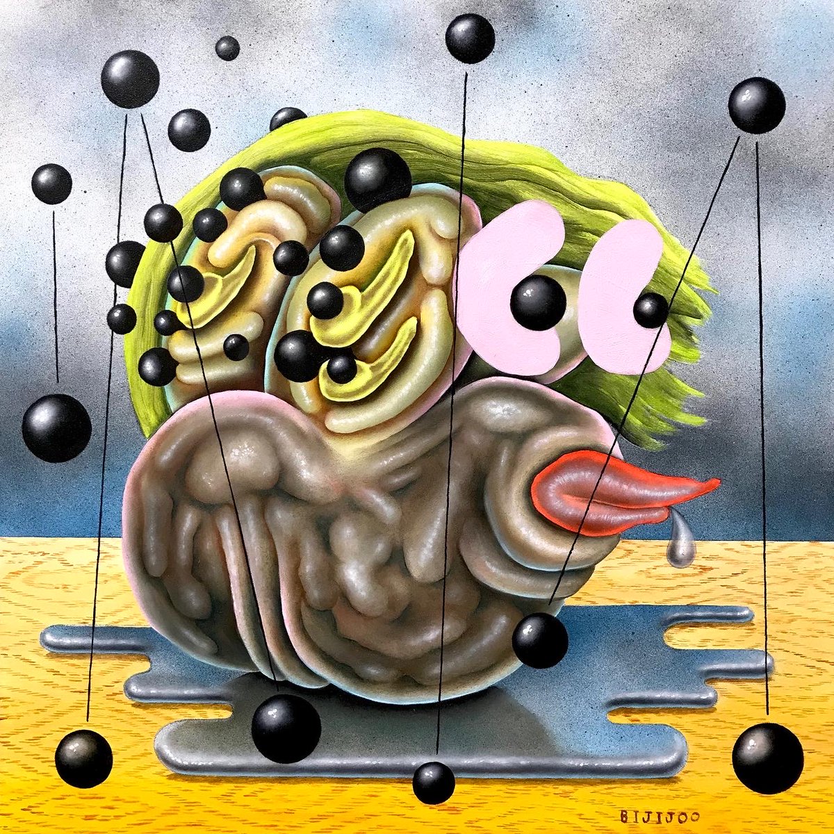 bijijoo's tweet photo. “Structured Monster,” oil &amp; acrylic on panel, 12x12in, 2020 https://t.co/ayhh7HXVaV