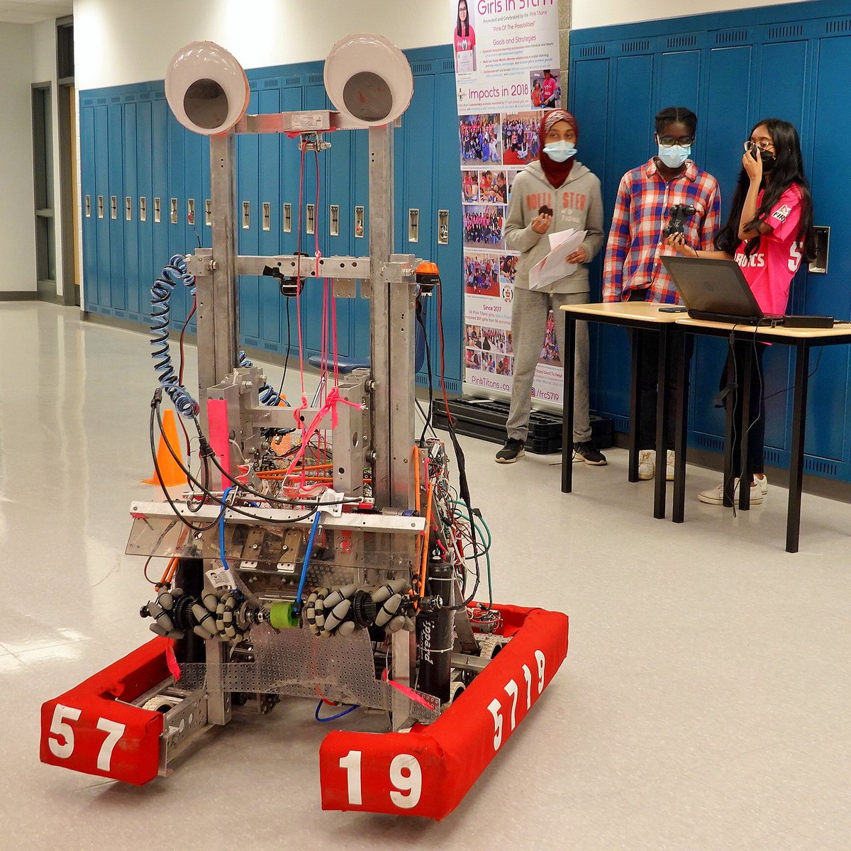 Thank you <a href="/DMThomsonCI/">D & M Thomson C.I.</a> for the opportunity to showcase the Pink Titans robotics team at the school open house on May 18.  Families engaged with the team members and discussed the benefits of participating in programs like FIRST robotics.