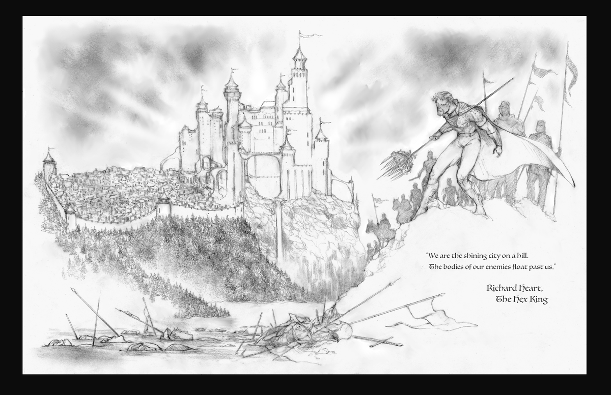 "The Shining City" 

1. Should this become an #NFT ?
2. Limited Prints Signed by <a href="/SKSilentKnight/">The Silent Knight</a> ?
3. Original drawing 1 of 1 sent to <a href="/RichardHeartWin/">Richard Heart</a> ?

#HEX $HEX #PulseChain #Hexicans