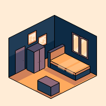 dracomare2022's tweet photo. @Pixel_Dailies #pixel_dailies #Sunlight An Isometric room made using the #slso8 palette https://t.co/Aw5c4u20KS
