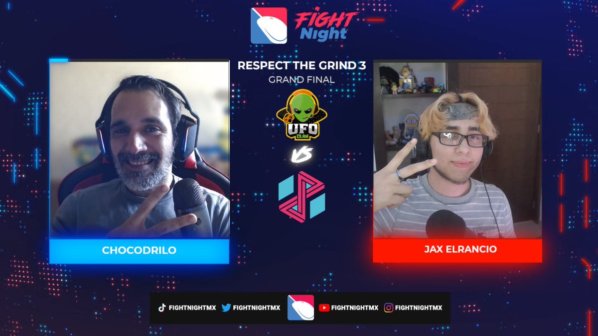 Todo listo para la GRAN final de #RespectGrind 3!

Acompañen a <a href="/JaXnalyst/">ᒍᗩ᙭ᑎᗩᒪYᔕT</a> y <a href="/chocodr1lo/">Chocodrilo</a> en la transmisión de la partida entre <a href="/ufoclanec/">UFO Clan 🏆🏆🏆🏆🏆</a> y <a href="/gaming_pdx/">PARADOX Gaming</a> 

En vivo en breve en twitch.tv/fightnight_lat…