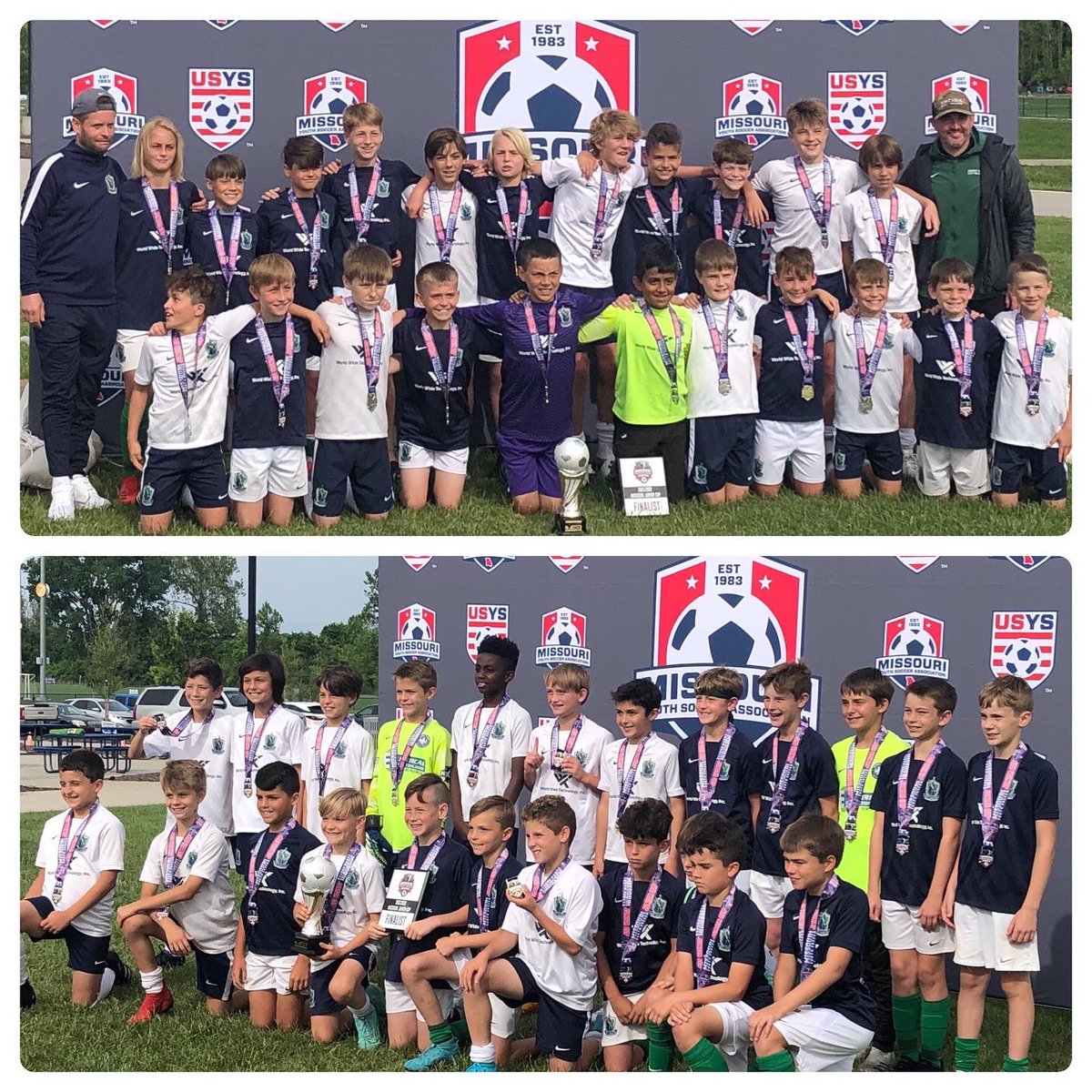 SLSGtraining's tweet photo. Congrats to the MYSA Junior State Cup Finalists and Champions. 

U11
Academy Navy 2011 - 2
Academy Green 2011 - 0

U12 
Academy Navy 2010 - 3
Academy Green 2010 - 2

All teams and parents showed amazing unity. 

#SLSG
#SLSGnation
#SLSGignite 

@SLSGsoccer 
@MOyouthSoccer https://t.co/Jg75R79uXl