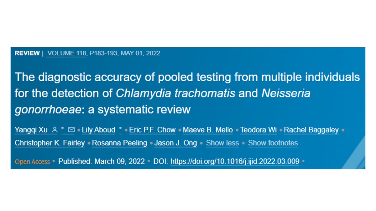 MSHCResearch's tweet image. New systemic review from Yangqi Xu recommends #pooledtesting for #chlamydia and #gonorrhoea
Link: bit.ly/3LAFX63