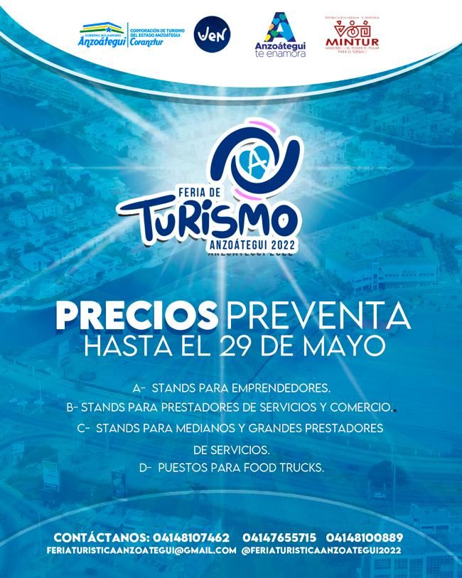 Activa! Así está la preventa de la Feria de Turismo Anzoátegui 2022

 #Anzoategui es el epicentro de los grandes eventos de #Venezuela 

#AnzoateguiTeEnamora