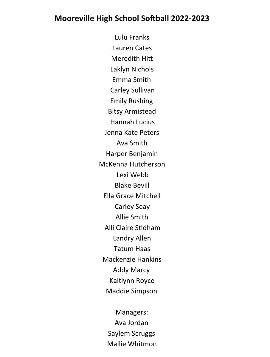 LadyTroopersSB's tweet photo. Introducing the 2023 Mooreville High School Softball Team! Can’t wait to see these girls in action! https://t.co/G6iR75zZHk