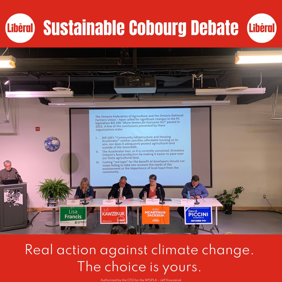 It was an honour to attend the @greencobourg debate to discuss sustainability. Thank you to all those who attended. Climate change is the most pressing issue facing the world, and @OntLiberal will take aggressive action after 4 years of neglect from the Ford/Piccini government.