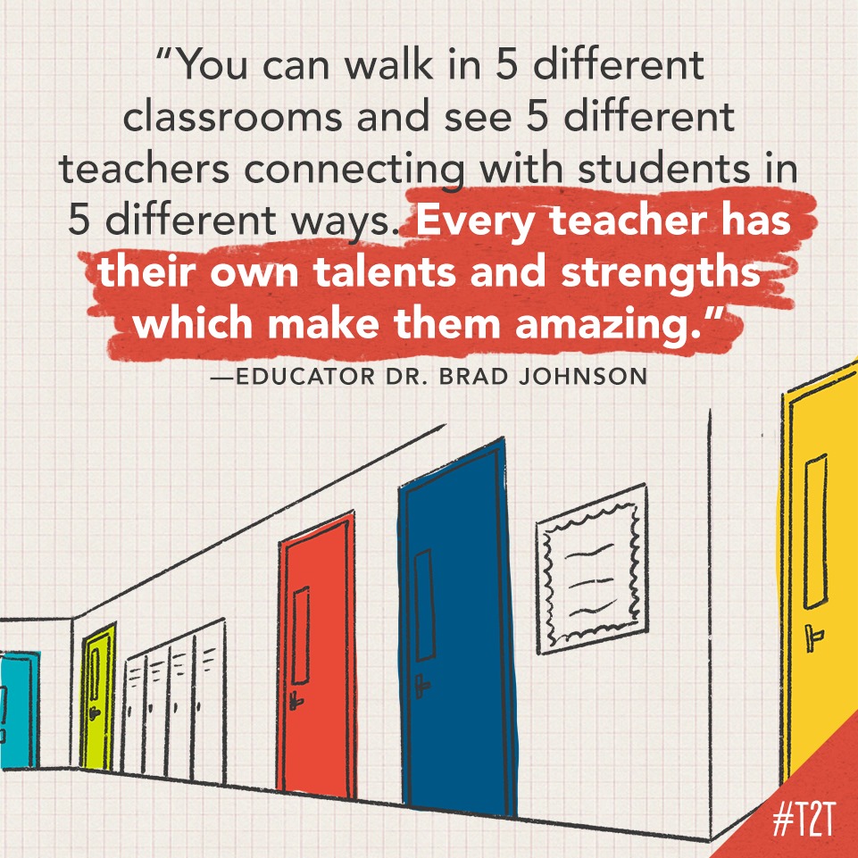 Don't compare yourself to others, says educator <a href="/DrBradJohnson/">𝐁𝐫𝐚𝐝 𝐉𝐨𝐡𝐧𝐬𝐨𝐧</a>. 

The things that make you great are the things that make you... YOU. 

#TeacherLeader #TeacherFriends