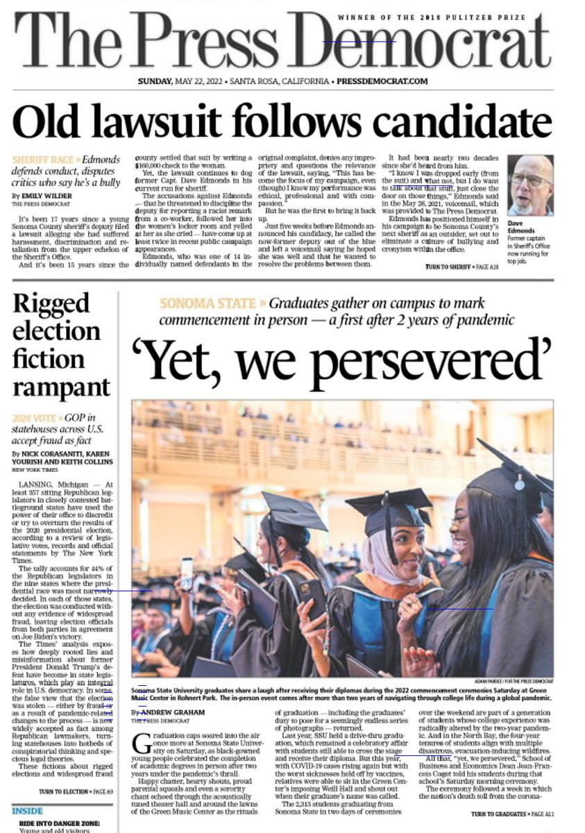 Feelin' good about seeing the A1 of The Press Democrat today.