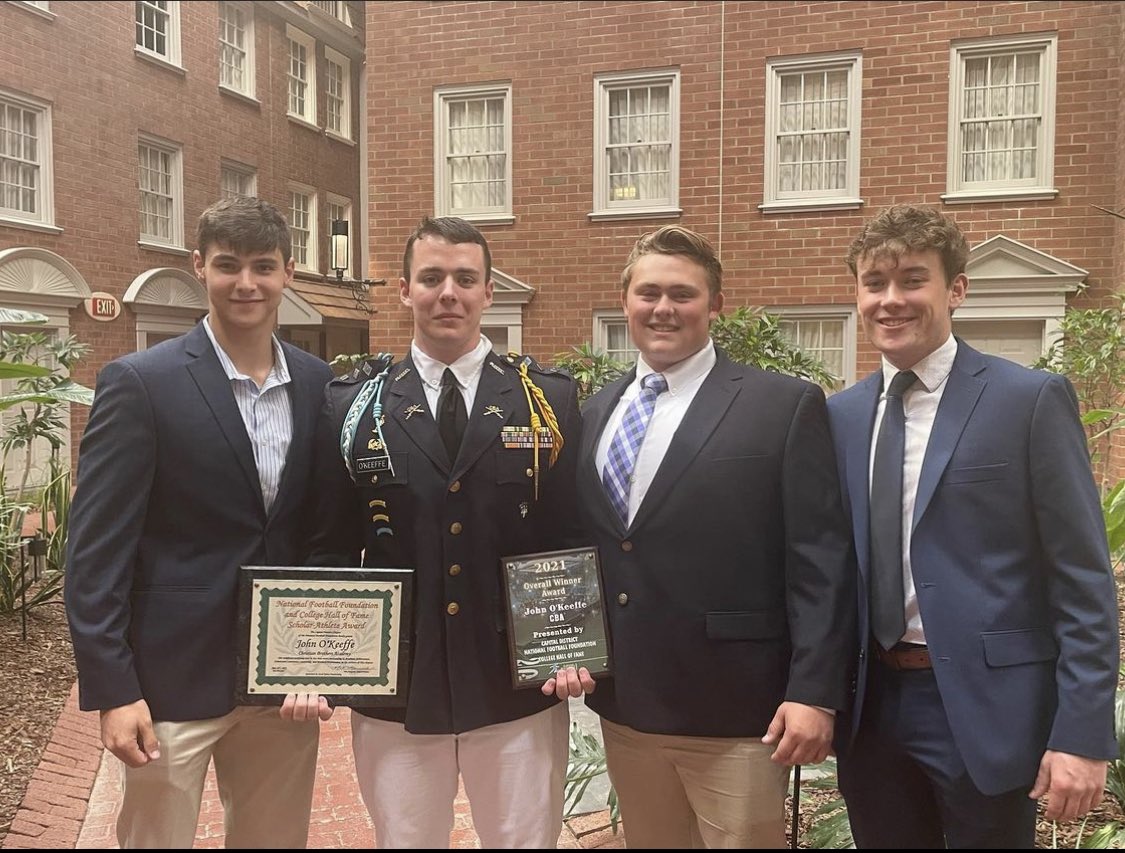 jackgregory_12's tweet photo. It’s been an honor to share the field with this man for the past 6 years. An amazing player, student, leader, and best of all a brother. Congrats to @JohnOKeeffe58 for being awarded as the National Football Foundation Scholar Athlete. 💜💛 https://t.co/bUtOn0dFrh
