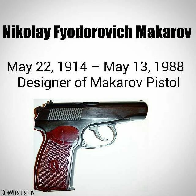 GunWebsites's tweet photo. Nikolay Fyodorovich Makarov
(Никола́й Фёдорович Мака́ров)
May 22, 1914 – May 13, 1988 Designer of Makarov Pistol
@GunWebsites
#GunWebsites
#Makarov #CommiePistols
#RussianGuns
#2AHistory
#2AHistoryProject
#GunHistory
#FirearmsHistory
#GunCalendar
#F… https://t.co/gJPK258r5S https://t.co/LhVEAcfuc9