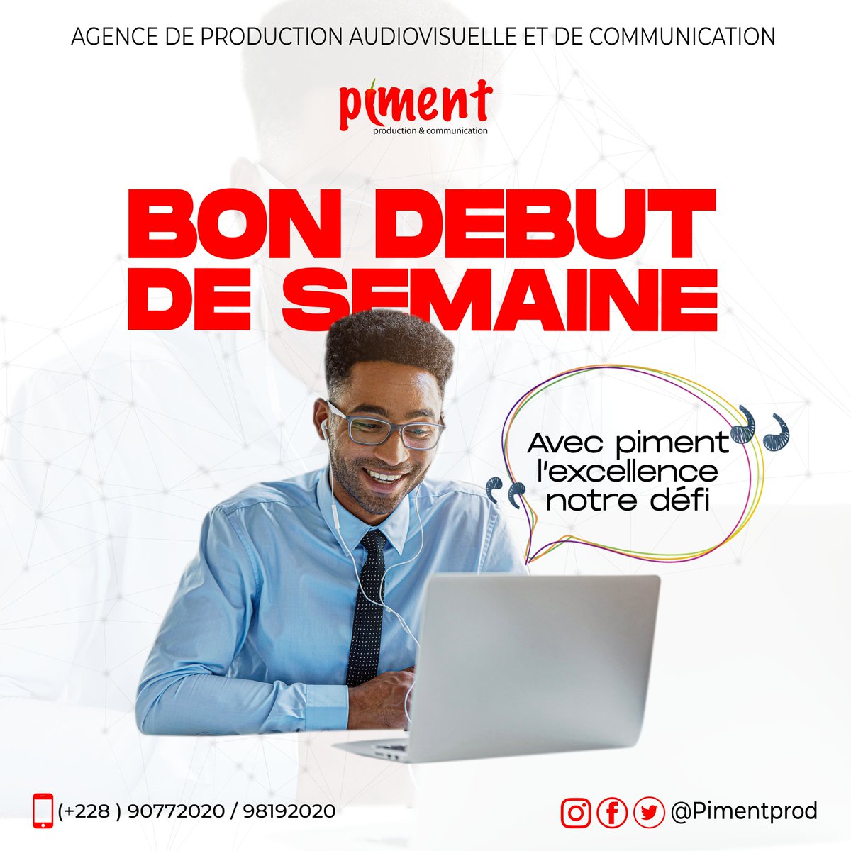 PimentProdCom's tweet photo. A @pimentprod l'excellence notre défi. 
Faites-nous confiance pour vos projets de communication audiovisuelles.
https://t.co/OLmrLTFSfj
#pimentproduction #communication #audiovisuelle #photographie #vidéo #reportages #Mai2022 #BonneSemaine #Togo228 https://t.co/7A7BVbyd8I