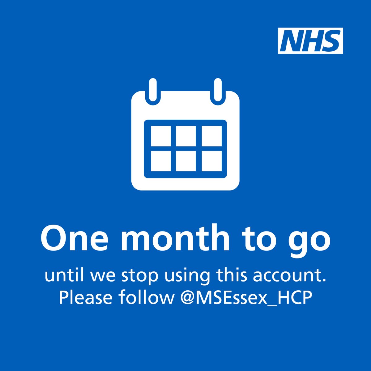 ONE MONTH TO GO until to launch of the new Mid and South Essex Integrated Care Board!

We are joining with four other CCGs on 1 July 2022. You can follow us at @MSEssex_HCP to keep informed about integrated health and care in mid and south Essex.