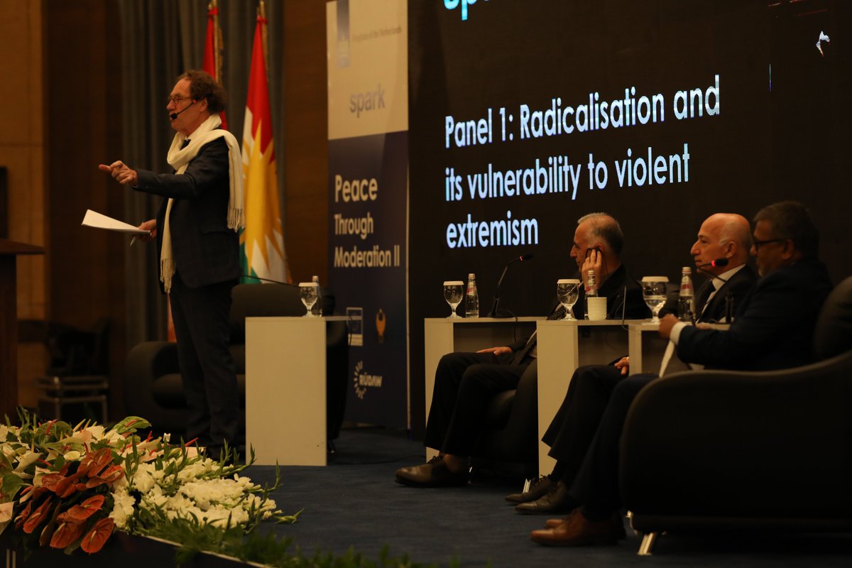 NoC_programme's tweet photo. The first panel of #PeaceThroughModeration conference started, in this panel we will be discussing extremism and its vulnerability to violent extremism. The panel will be moderated by Mr. Peter Knope; former director of the ICCT. 
@SPARKorg
@MinBZ
@DutchMFA https://t.co/Xhjrnmo1X7