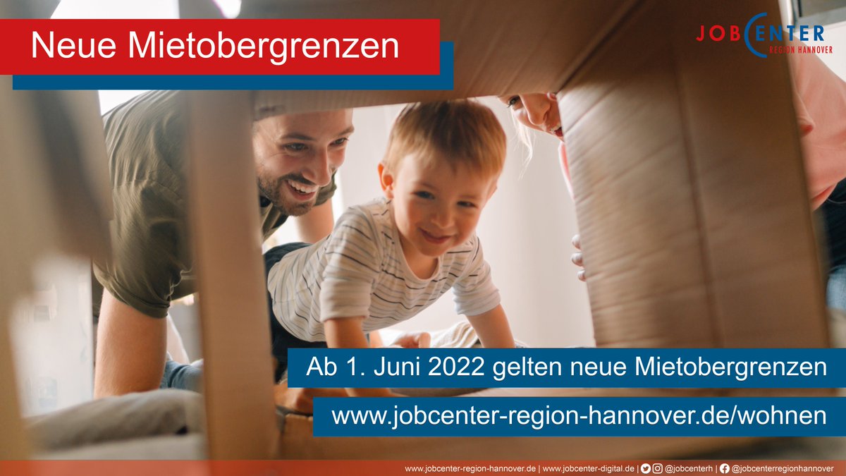 JobcenterH's tweet image. Ab 1. Juni 2022 gelten für das #Jobcenter Region #Hannover neue Mietobergrenzen.

Die Übersicht dazu finden Sie auf unserer Internetseite:
jobcenter-region-hannover.de/wohnen

#Miete #Wohnen