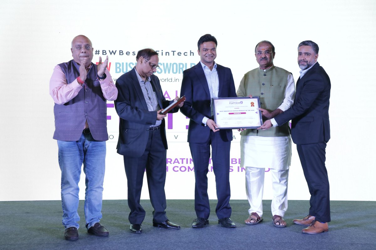 winvesta's tweet photo. And the winner is?

Your very own company - Winvesta!

Over the weekend, Winvesta was awarded the most innovative fintech product of the year by @BWBusinessworld 

Here's our founder &amp; CEO @swastyk accepting the award on behalf of the entire team!

#Winvesta #fintech #disruption https://t.co/O32Jta3NzB