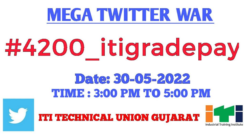 #4200_itigradepay
 આઇ.ટી.આઇ ના સુપરવાઈઝરને અન્ય રાજ્યની સરખામણીમાં ઓછો ગ્રેડ પે મળે છે.NCVT ના નિયમ મુજબ તાલીમ અને પરીક્ષા અપાય છે પરંતુ નિયમ મુજબ ગ્રેડપે મળતો નથી સુપરવાઈઝર ઇન્સ્ટ્રક્ટરને ૪૨૦૦ ગ્રેડપે મળવો જ જોઈએ.સરકારમાં વારંવાર રજૂઆત કરવા છતાં કોઈ ઉકેલ આવેલ નથી.