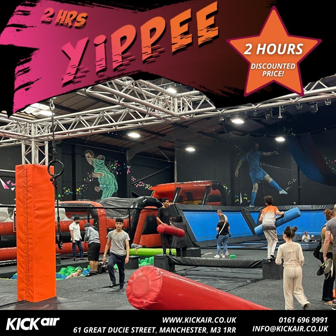 YIPEEE! Get two hours at Kickair at a discounted price with the YIPEE pass! More fun for longer, at a fantastic price! Perfect for the bank holiday weekend!

Book your tickets online: kickair.co.uk

 #kickair #kickairuk #trampolining #trampolinepark #manchester #mcr
