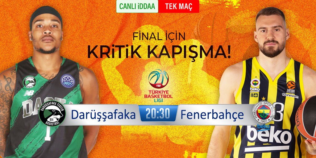🏀 Final için kritik kapışma!
🇹🇷 Darüşşafaka ile Fenerbahçe karşılaşıyor!
📰 HEMEN OYNA -> bit.ly/3sQYsur

#türkiye #basketbol #playoff #darussafaka #fenerbahce #canlıbahis #canliiddaa #iddaa #bahis #kupon #iddia #tekmaç