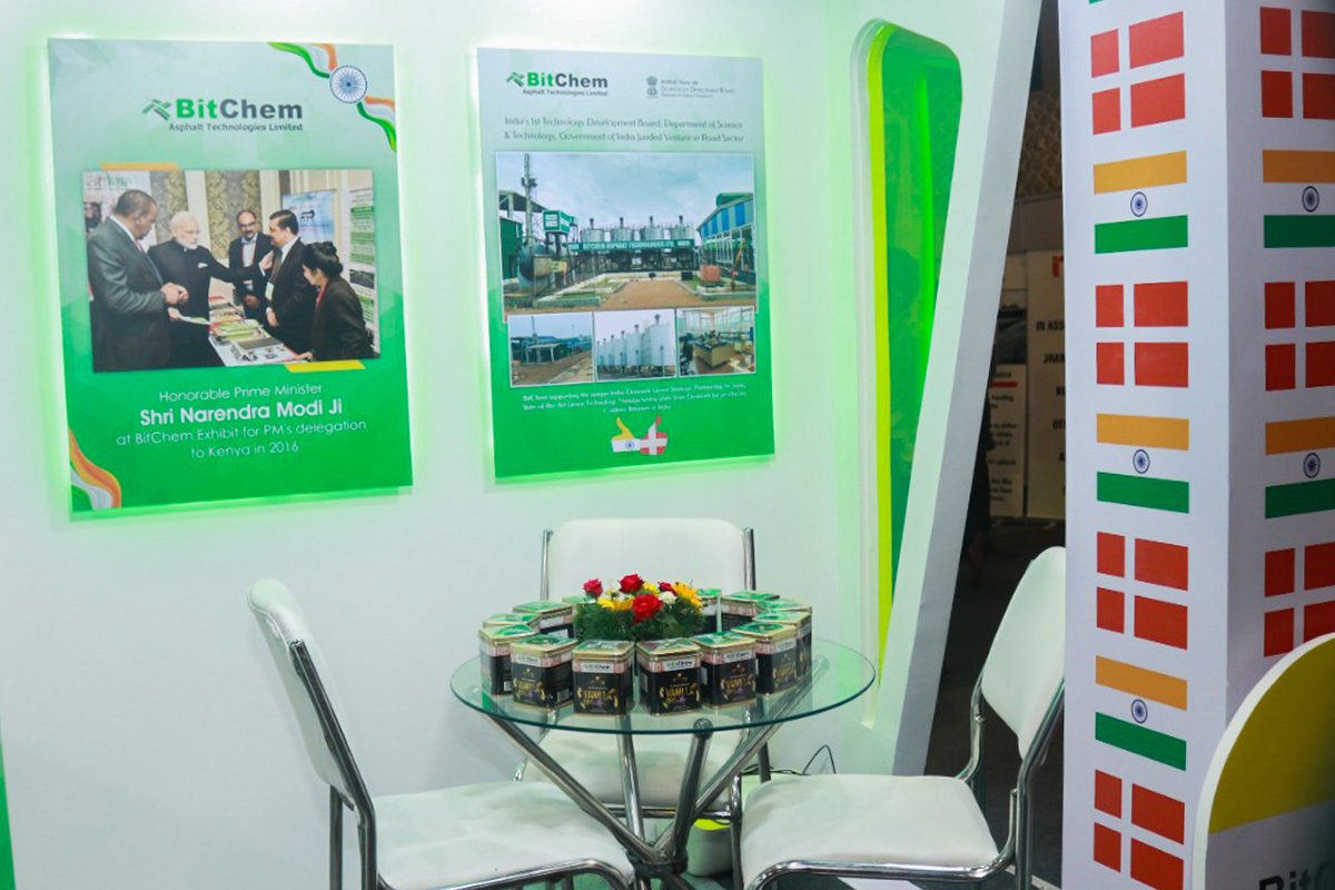 Bitchem_SM's tweet photo. Day 1 at International Conference on New Technologies & Innovations in #RuralRoads: BitChem - A #Cleantech road venture from #Assam displaying its stall adorned with traditional Assamese Phulam #Gamosa representing the rich heritage & culture of Assam.
#coldmix #bitchem https://t.co/cmNgHxjXb2