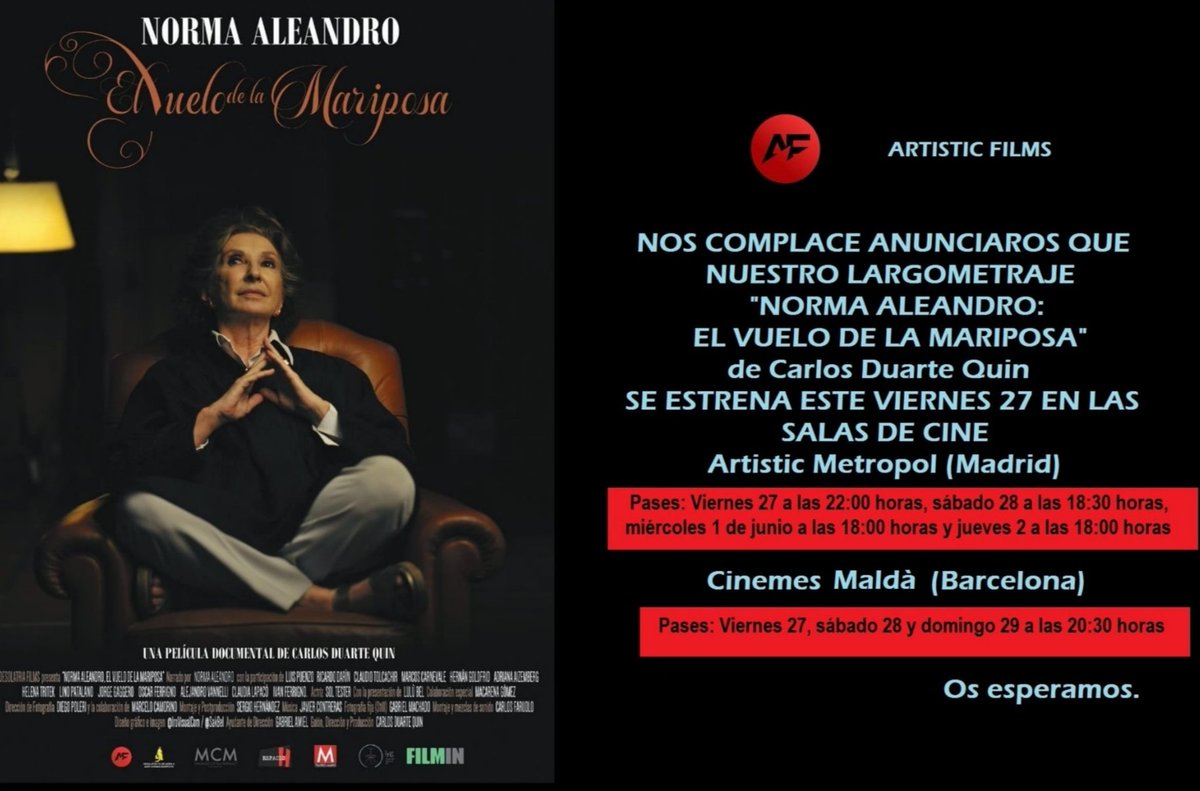 CarduarteQuin's tweet image. Podéis ver el documental sobre la gran actriz argentina Norma Aleandro @aleandro_norma en Madrid y Barcelona. También disponible en @Filmin