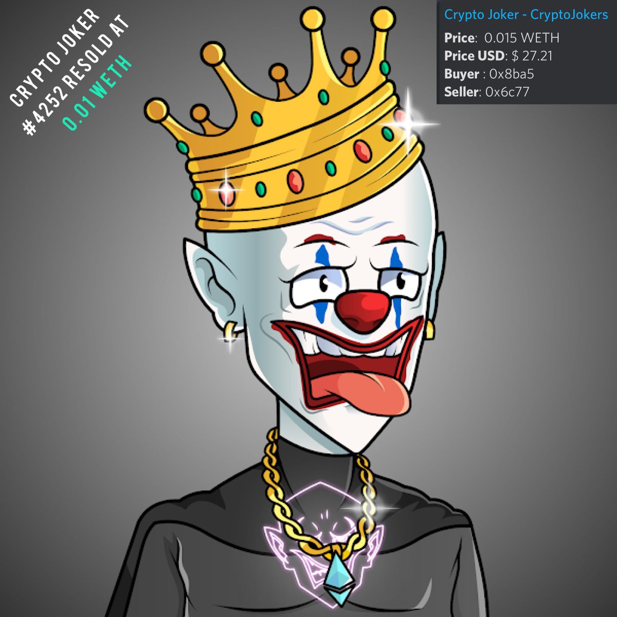 Crypto Joker #4252 resold at 0.01 WETH 🔥🔥🔥

Grab your jokers here 👇

<a href="/tofuNFT/">tofuNFT📛The largest multichain NFT marketplace</a>:
tofunft.com/collection/cry…

<a href="/opensea/">OpenSea</a>:
opensea.io/collection/cry…

Stake them here 👇

joyful-pie-b277bc.netlify.app

#NFT #NFTCommunity #staking #polygon #OpenSeaNFT #TofuNFT #NFTsales