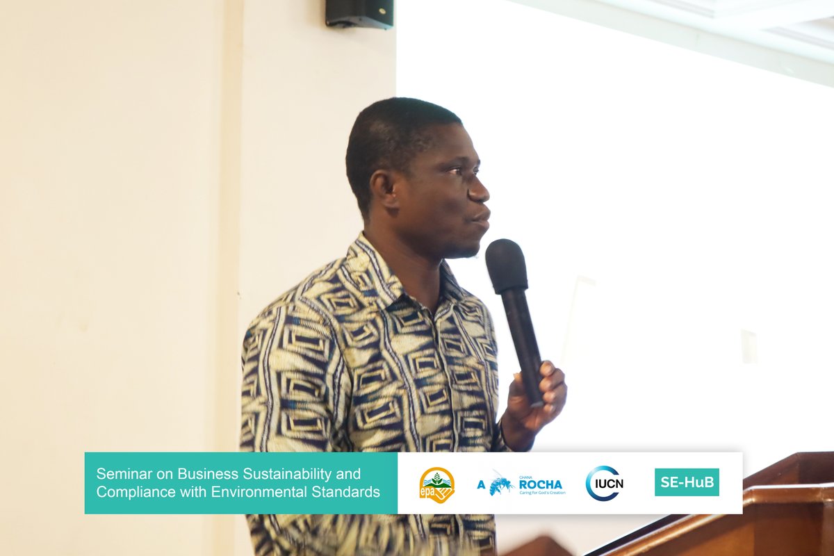 SEHUBGH1's tweet photo. We organised a seminar on Business Sustainability and Compliance with Environmental Standards the past week in partnership with @IUCN, @ARochaGhana and @EPAGhana. 

#sehubgh1 #ARocha #IUCN #epagh #sustainability #environment https://t.co/mcpFIK4eXN