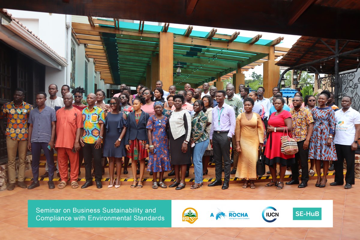 SEHUBGH1's tweet photo. We organised a seminar on Business Sustainability and Compliance with Environmental Standards the past week in partnership with @IUCN, @ARochaGhana and @EPAGhana. 

#sehubgh1 #ARocha #IUCN #epagh #sustainability #environment https://t.co/mcpFIK4eXN