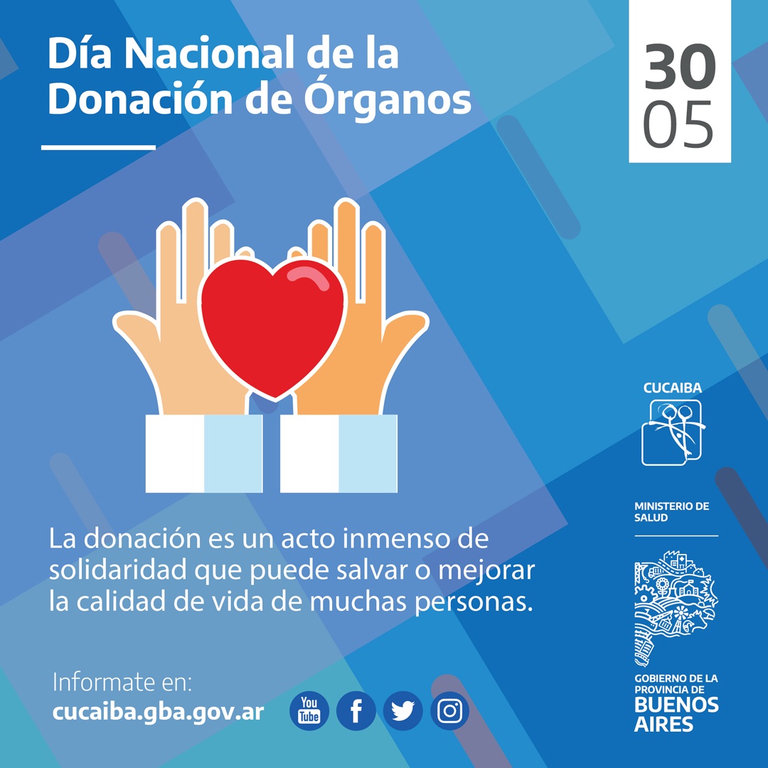 📌 El  30 de mayo se celebra en todo el país el Día Nacional de la Donación de Órganos.
Este acto solidario se concreta  gracias a que muchas personas con sus decisiones, hacen posible el trasplante.

<a href="/SaludBAP/">SaludBAP</a> <a href="/BAProvincia/">Gobierno PBA</a>