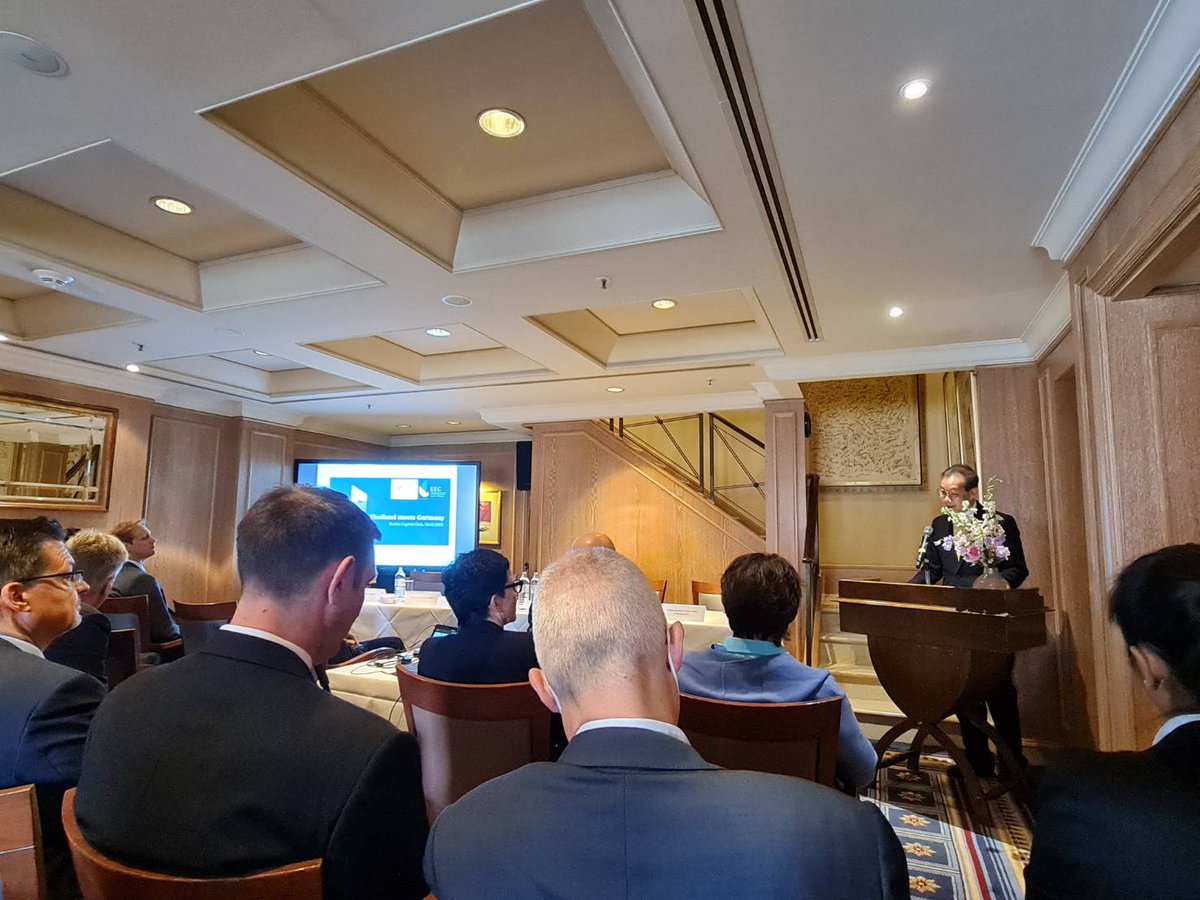 GermanThaiChamb's tweet photo. Today @ “Thailand meets Germany” event in Berlin #GTCC ED participated as a panelist on “Forging Thai-German Business Partnership” & discussed results of our survey on #EEC recently conducted among #GTCCmembers. #PartnerinThailand https://t.co/DfLCVy11rJ