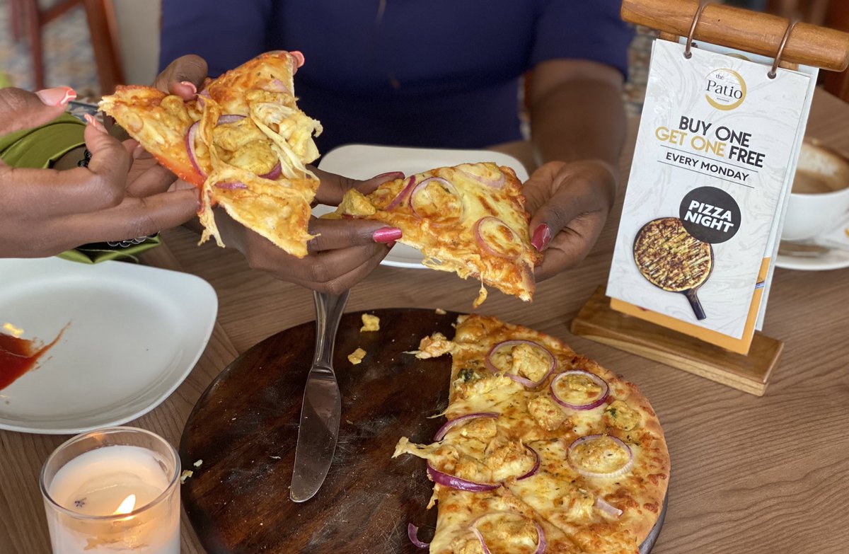 HugamaraGroup's tweet photo. Buy One 🍕 Get one Free 🍕
Every Monday is Pizza day over here. Delight in every slice! 

Order on Jumia food https://t.co/JW3TpPXaEt 
#LetsGoToThePatio #ThePatioDelivers https://t.co/lnwlWjrMvx