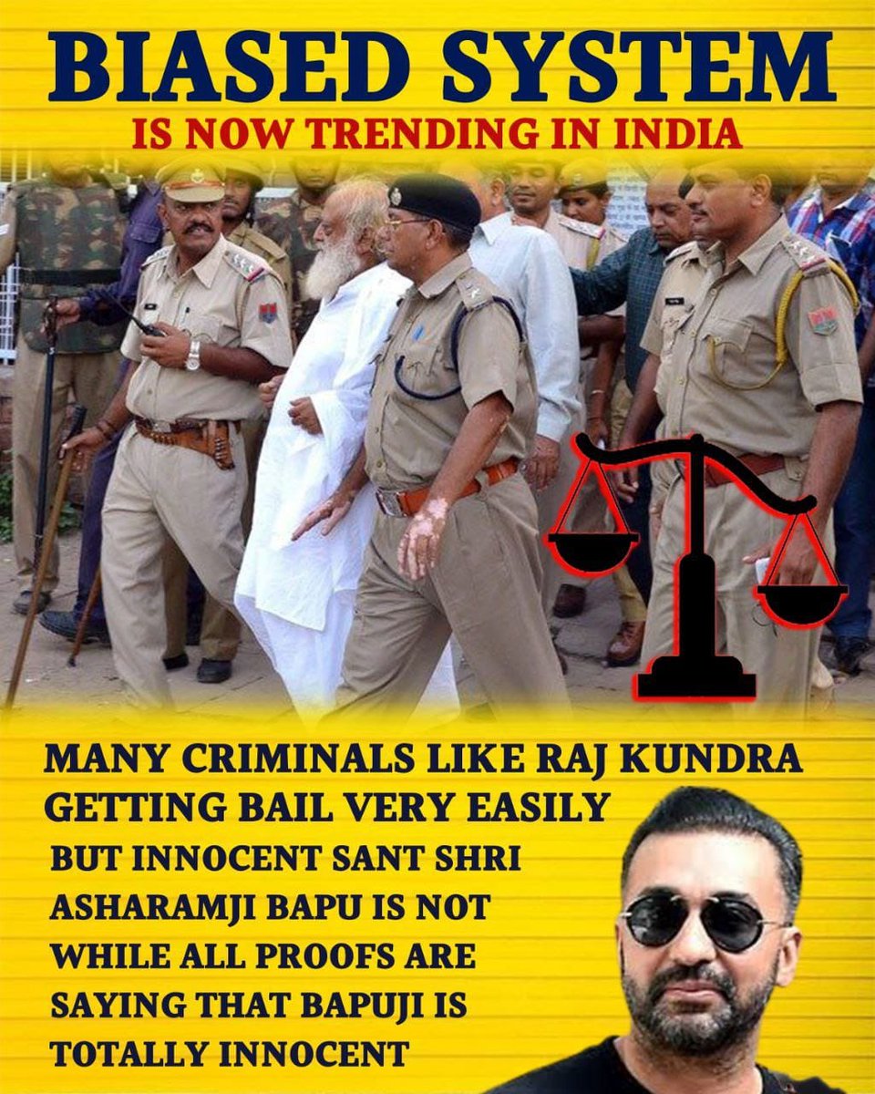 #न्याय_में_भेदभाव_क्यों ?

Sant Shri Asharamji Bapu पिछले 9 वर्षों से बिना गुनाह के सजा भुगत रहे हैं जबकि कई नेता अभिनेता बड़े बड़े गुनाह करके बड़ी शान से बाहर घूम रहे है आखिर Innocent Suffering का जिम्मेदार कौन? Bail For All Except Bapuji
