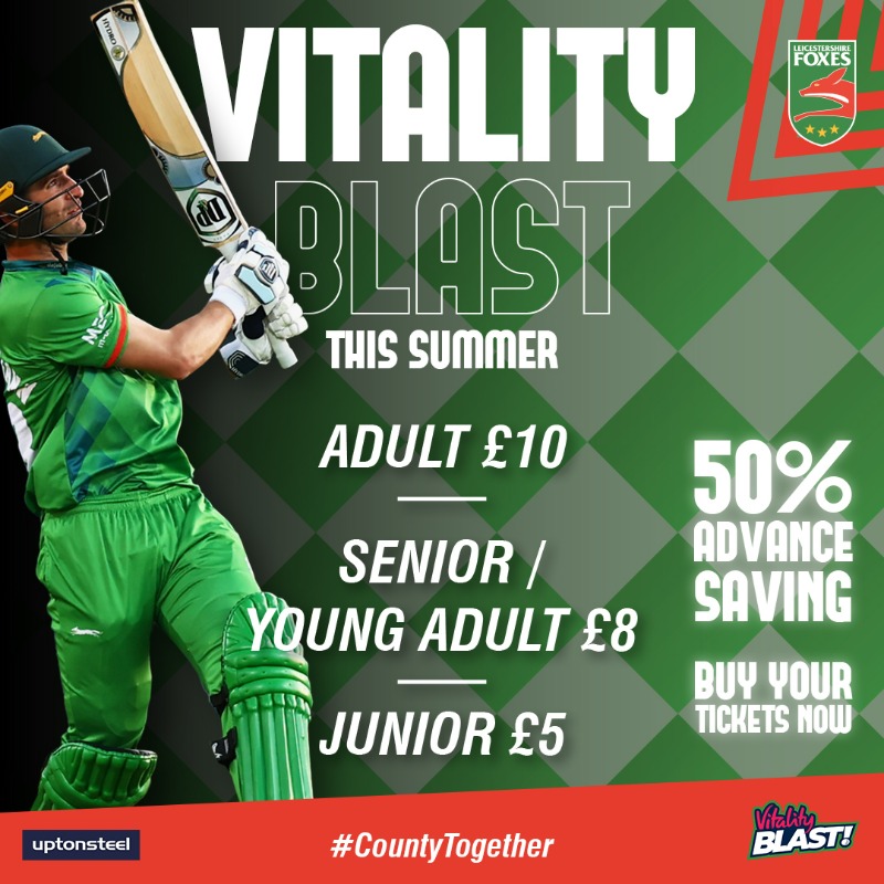 leicsccc's tweet photo. ICYMI: | 𝐓𝟐𝟎 𝐅𝐨𝐫 𝐚 𝐓𝐞𝐧𝐧𝐞𝐫 🎟️

We have announced new ticket pricing for all remaining @VitalityBlast fixtures this season to help combat the cost of living crisis.

𝐄𝐯𝐞𝐫𝐲𝐨𝐧𝐞 should be able to enjoy T20 cricket. 🦊💚

Full details. ⤵️

🦊#FoxesUnleashed