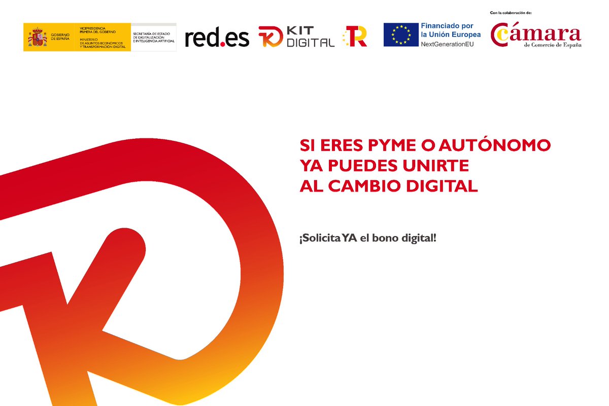 camarascomercio's tweet photo. Si tu empresa tiene entre 10 y menos de 50 empleados, ya puedes solicitar las ayudas del programa #KitDigital para la digitalización de las #pymes a través de la sede electrónica de @redpuntoes. https://t.co/zIQcU85Wof 
@SEDIAgob @_minecogob #PlanDeRecuperación https://t.co/QEFFJpOUc5