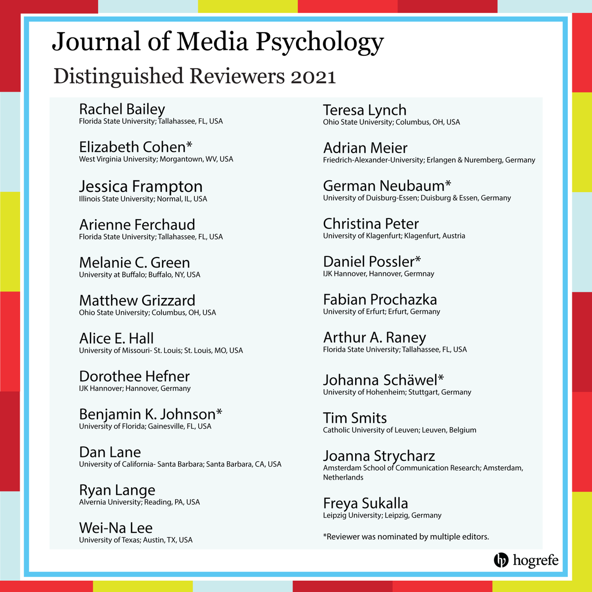 JMP_Hogrefe's tweet photo. Congratulations to JMP's 2021 Distinguished Reviewers! https://t.co/VUtviYNdGj