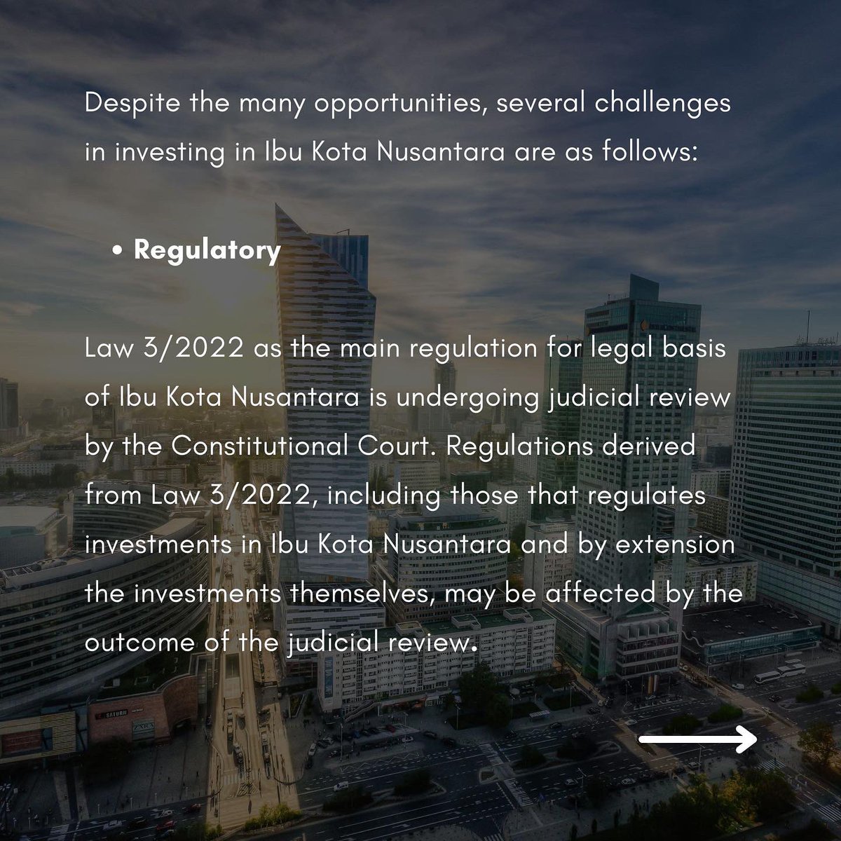 baharlawfirm's tweet photo. PART II
The Republic of Indonesia’s capital city was relocated to Special Capital District of Nusantara (“Nusantara”) with the passing of Law 3/2022 and validated by Presidential Regulation Number 63 of 2022 on Details of the Master Plan for Special Capital District of Nusantara https://t.co/WGqjIryIQC