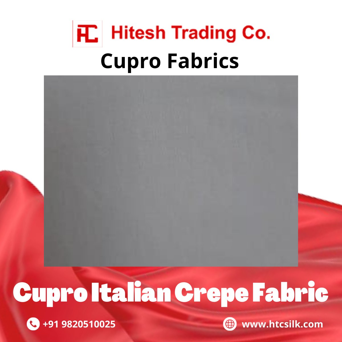 HiteshTrading's tweet photo. Find the best quality, 100% pure Cupro Italian Crepe Fabric only at HTC Silk, the premium wholesale importer of fabrics in India. Visit our website now! 

#HiteshTradingCompany  #CuproItalianCrepeFabric
#FabricSilk https://t.co/tEj0uMYxJ5