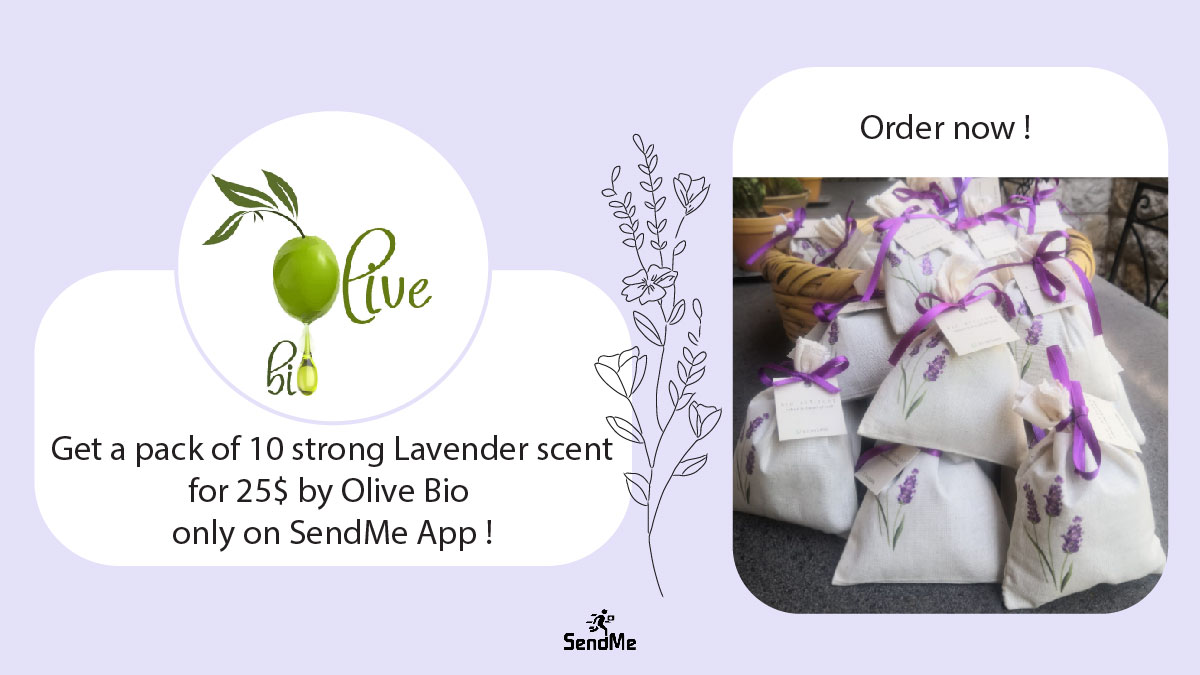 Get a pack of 10 Lavender bags from Olive Bio Delivered to your doorstep. 
Order now 👇 
deeplink.sendme.today/m6z63gyNERiX21…
🔻 Download SendMe from your app store or from
sendme.today/lb
🚚 Fast &amp; secure delivery all over Lebanon
#Lebanon #SendMe #Delivery #Food #Local #SupportLocal