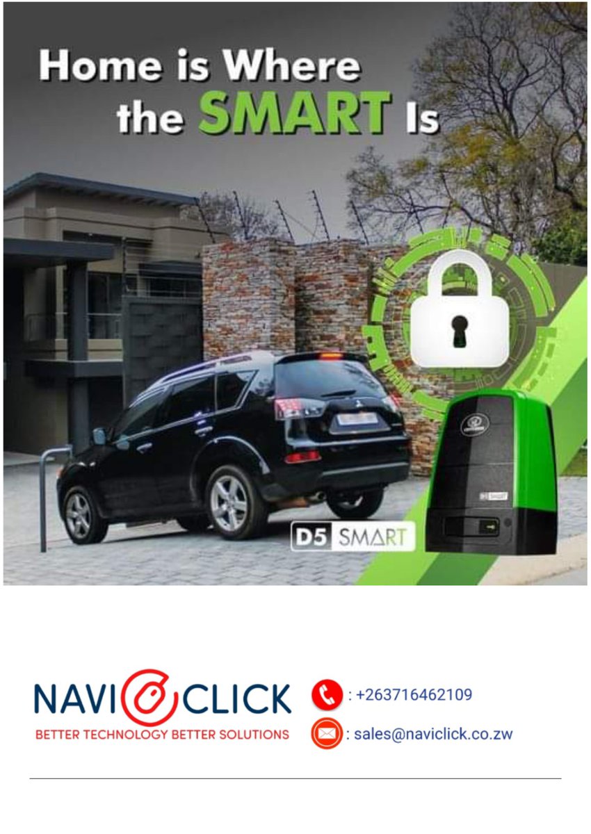naviclickzw's tweet photo. Make the smart choice and get your gate automated today...
#d5smart
#gateautomation
#accesscontrol
#security
#electronicsecurityinstaller
#bettertechnologybettersolutions
#naviclickzw
#Harare
#Zimbabwe https://t.co/8FH6lbezy6